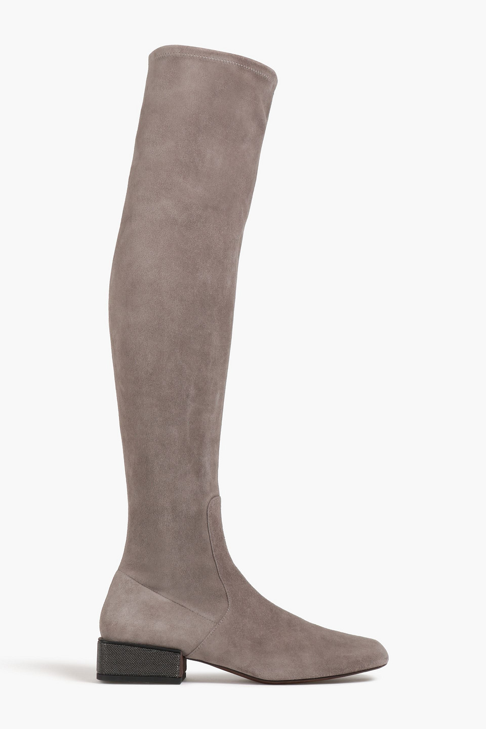 Brunello Cucinelli Women's Suede Knee High Boots In Grey