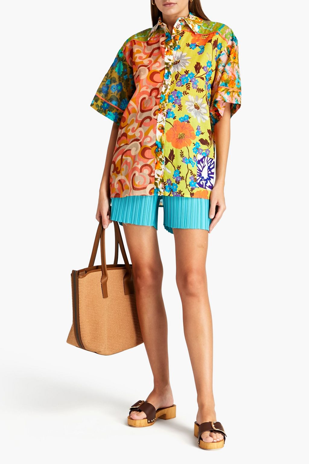 ZIMMERMANN Appliquéd floral-print cotton shirt