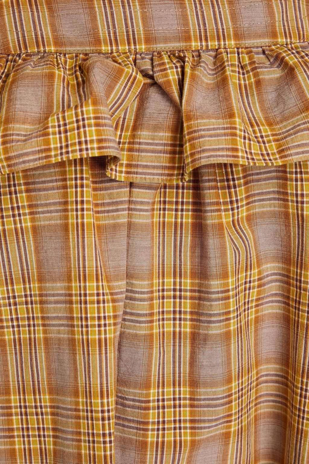 ALEXACHUNG Phyllis ruffled gingham cotton top