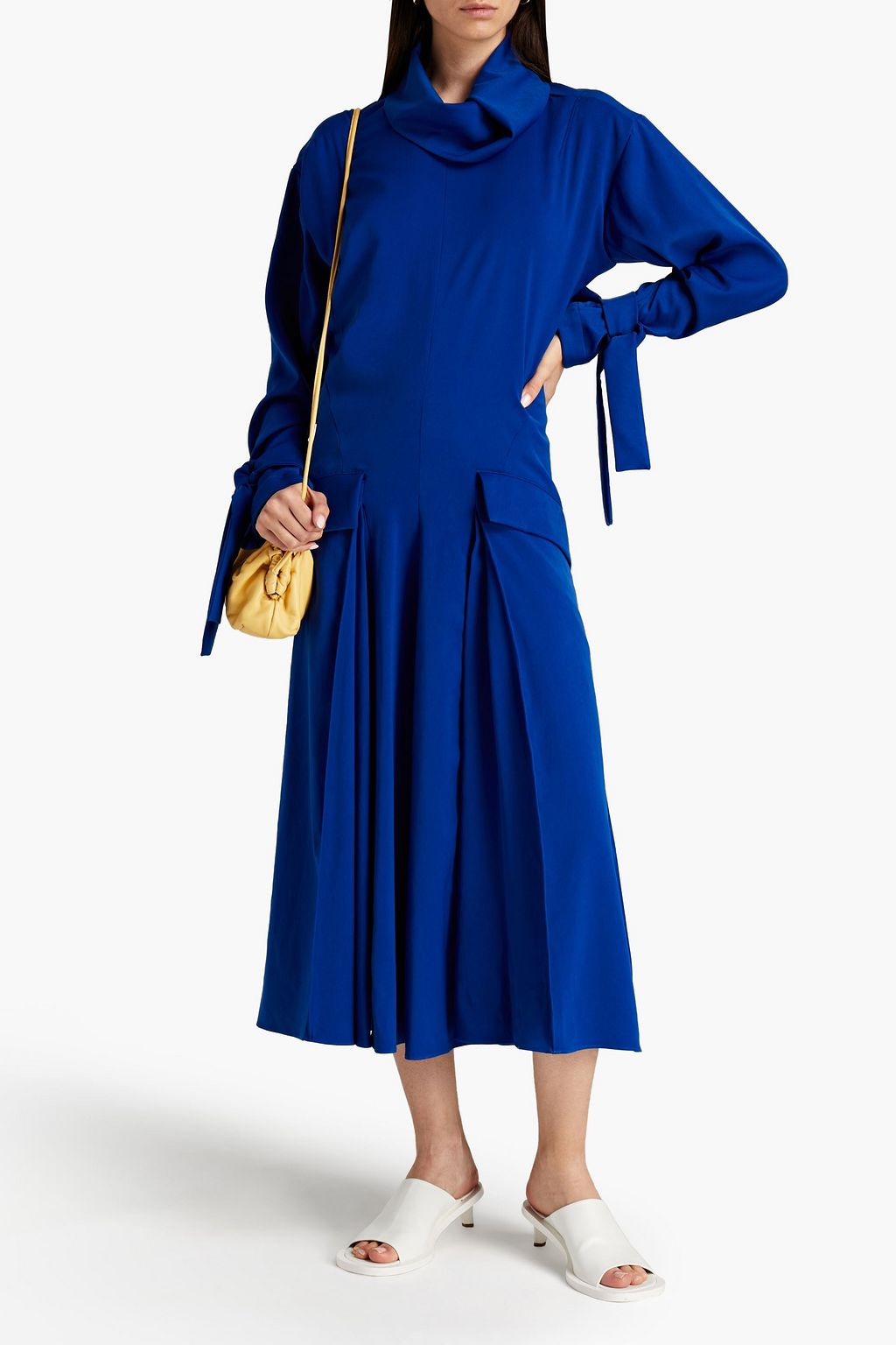 KENZO Pleated satin midi dress | THE OUTNET