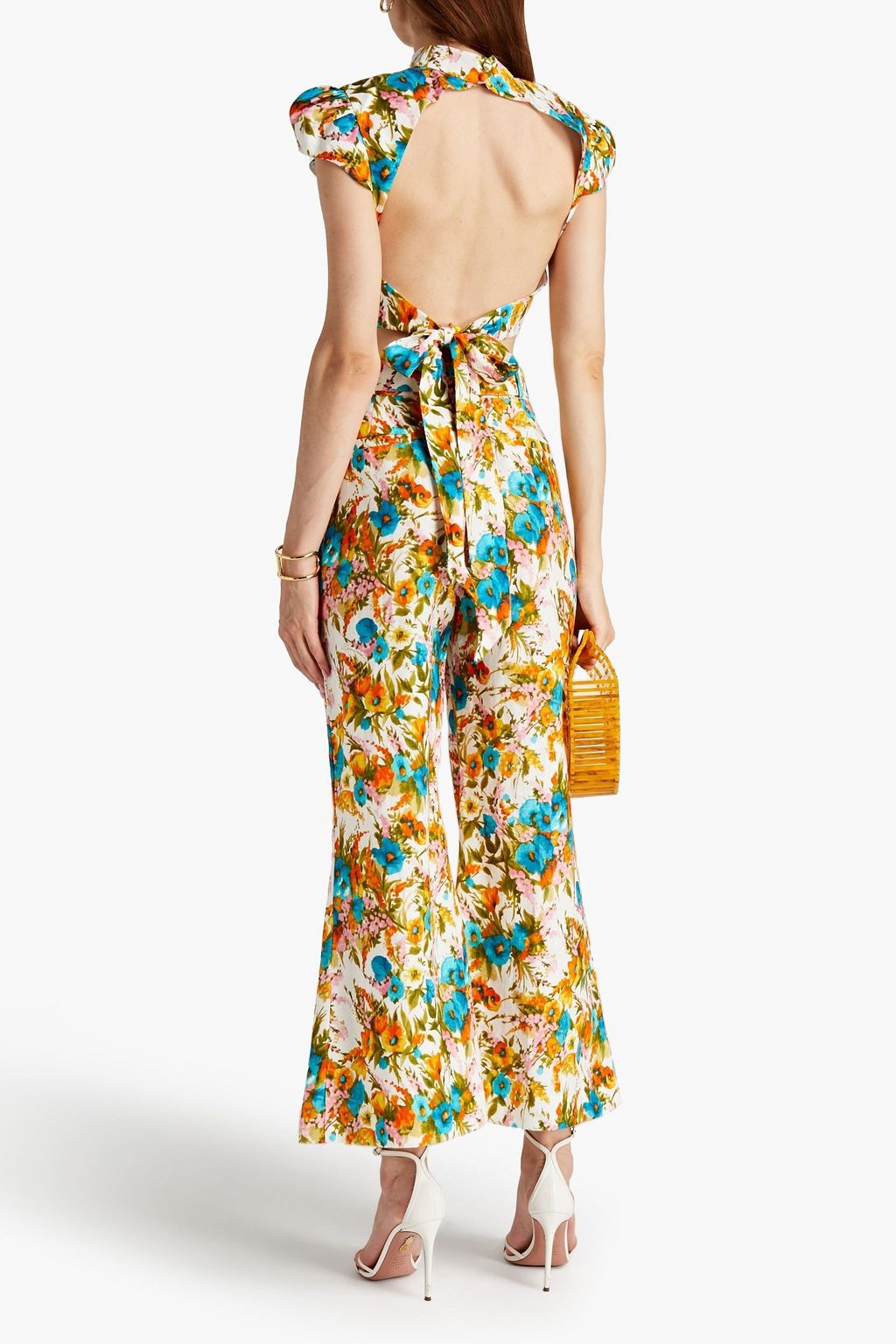 ZIMMERMANN Estelle belted floral-print linen kick-flare pants