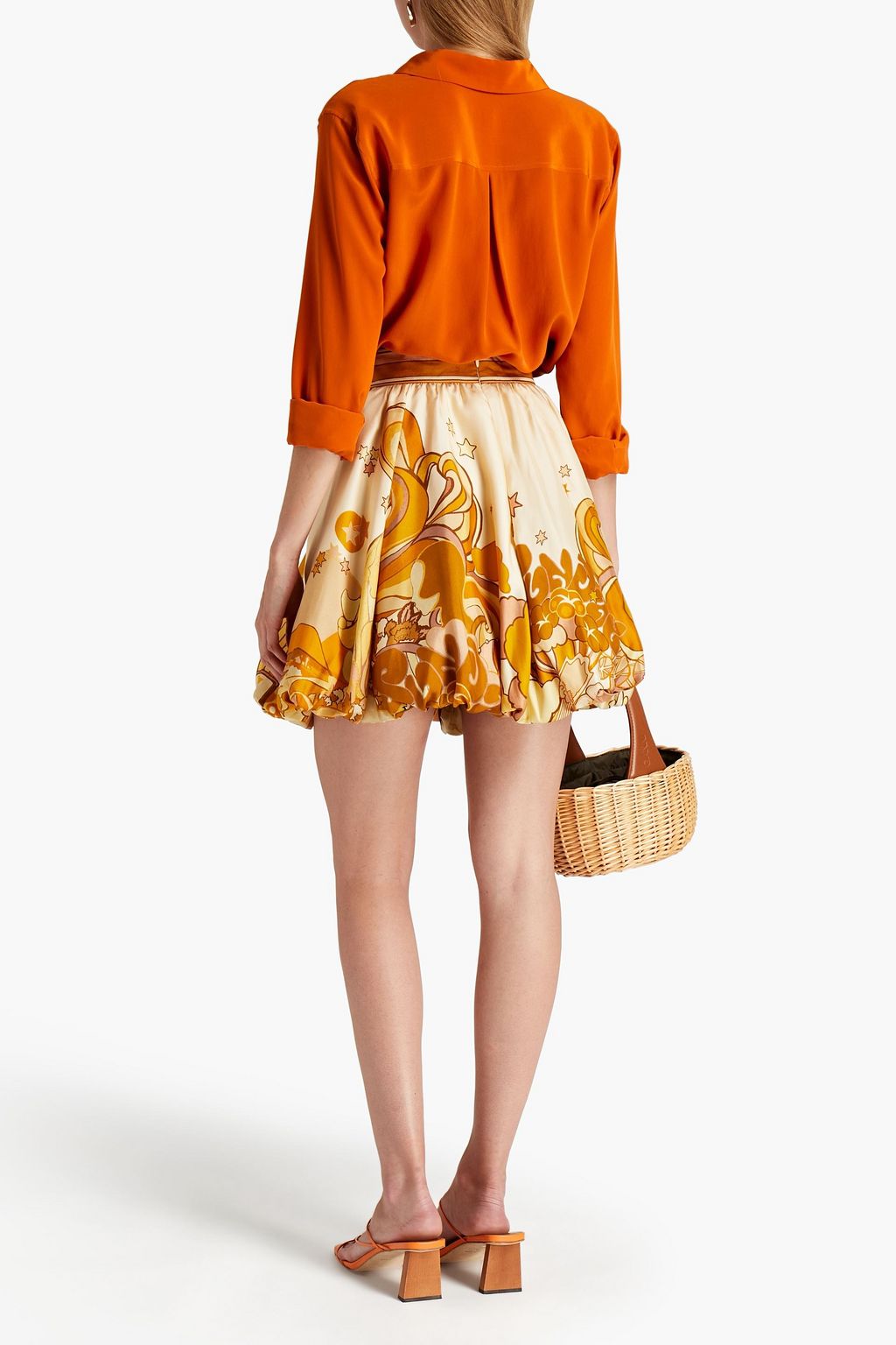 ZIMMERMANN Tempo printed gathered silk-twill mini skirt