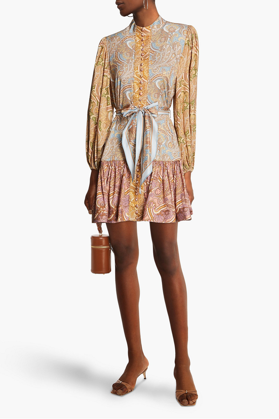 Zimmermann Gathered Paisley-print Silk-blend Twill Mini Dress