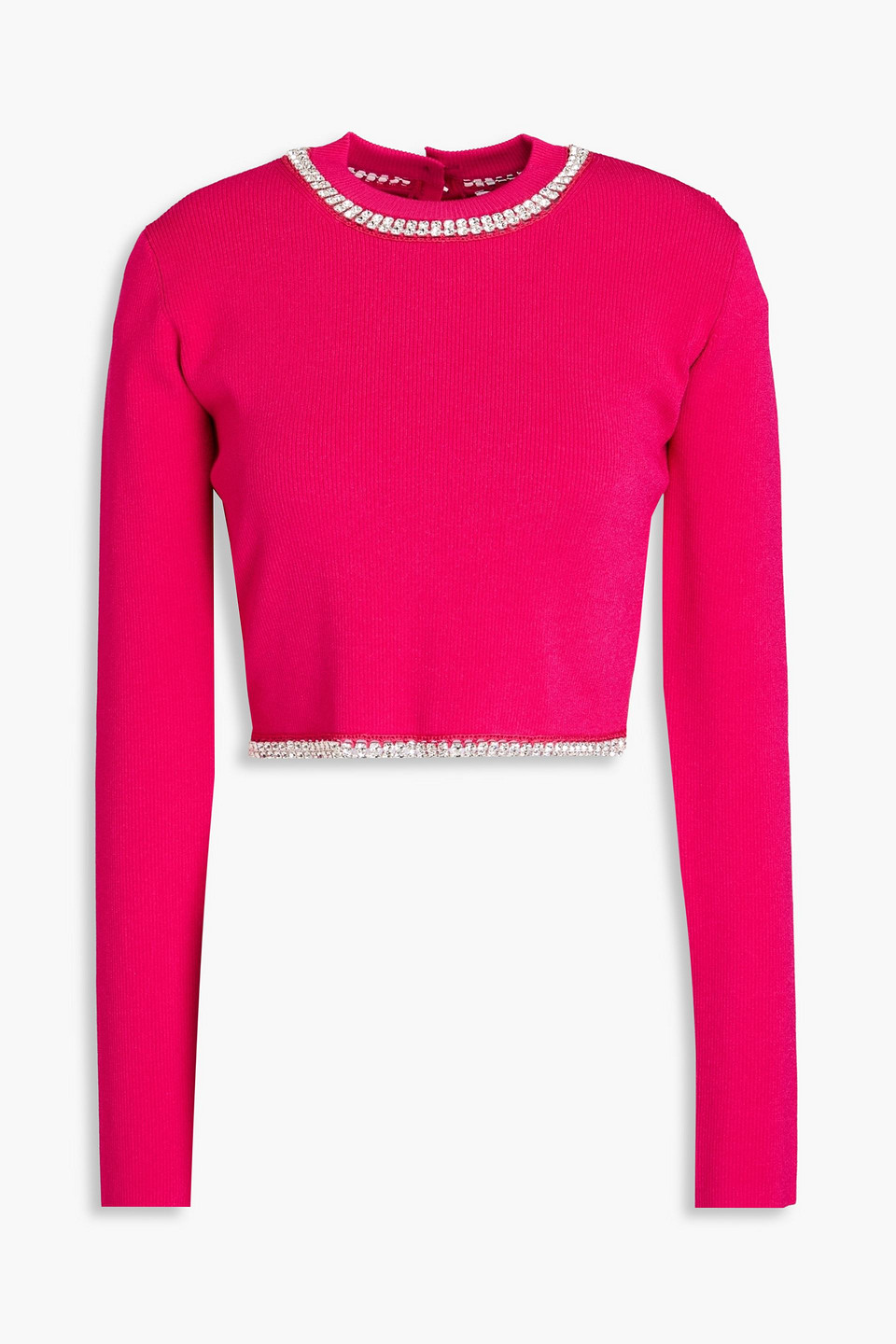 Rabanne Embellished Knit Cropped Top In Fuchsia