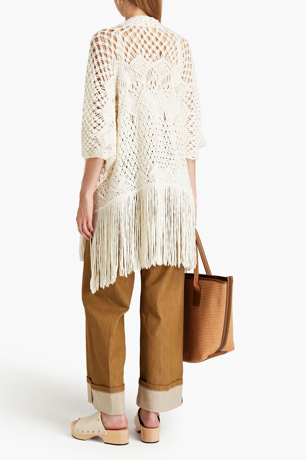 BRUNELLO CUCINELLI Verzierter Cardigan aus einer Leinen-Seidenmischung mit Fransen