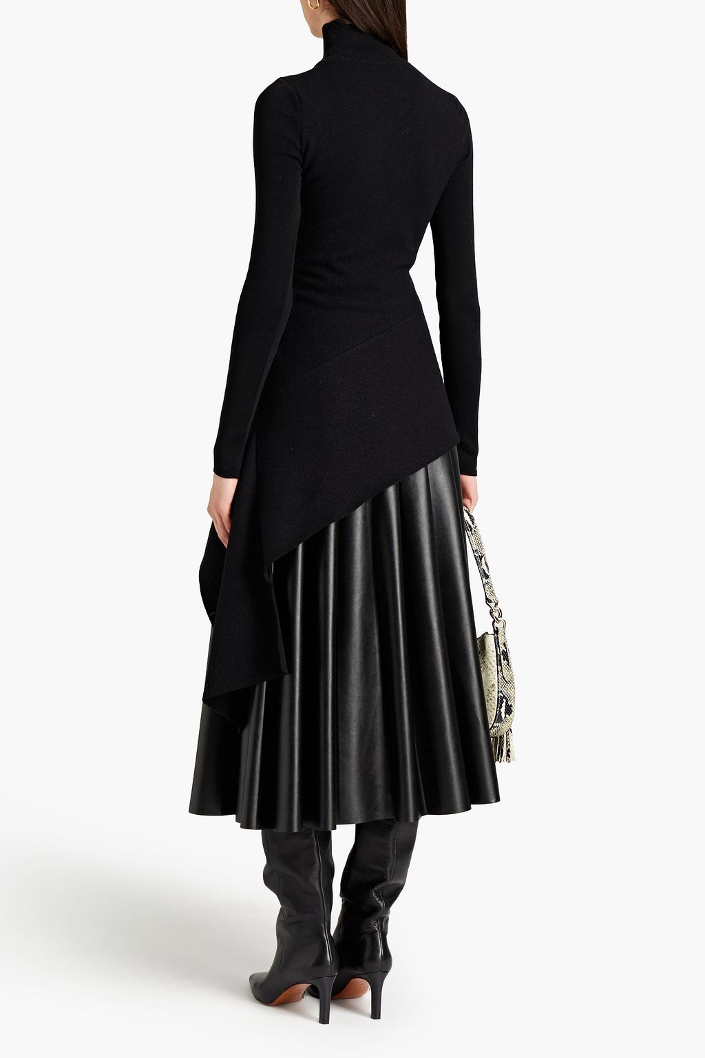 GENTRYPORTOFINO Asymmetric ribbed bouclé wool turtleneck sweater