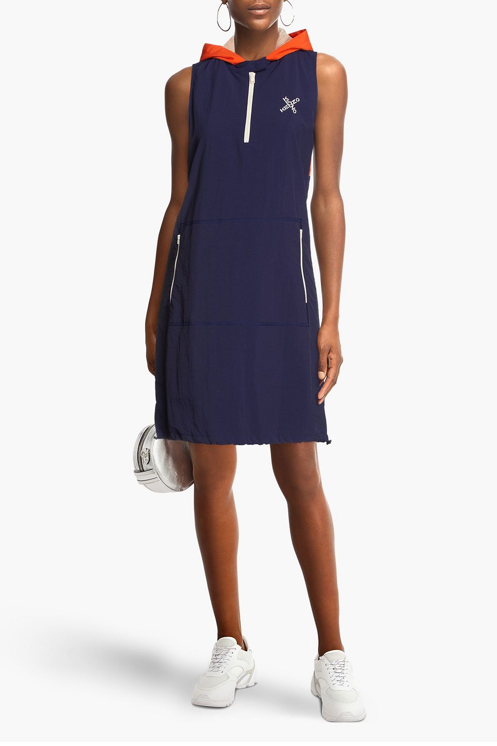 KENZO Two-tone printed shell hooded dress