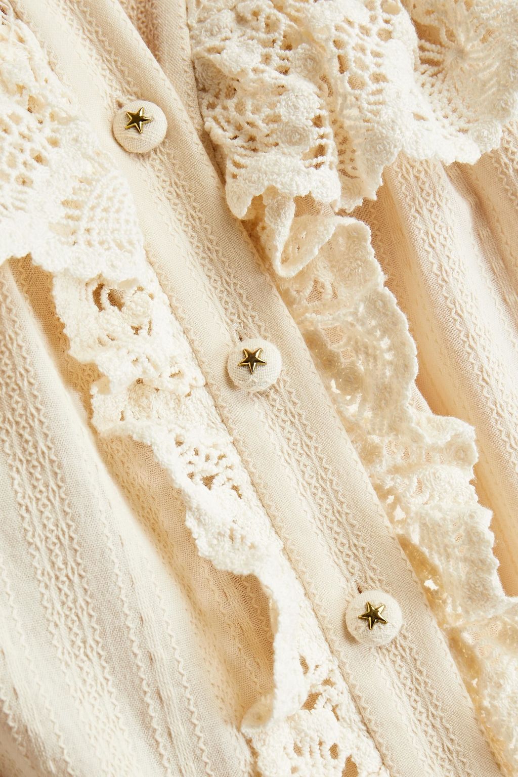 ZIMMERMANN Tempo crocheted lace-trimmed embroidered cotton shirt