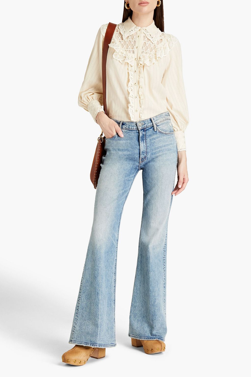 ZIMMERMANN Tempo crocheted lace-trimmed embroidered cotton shirt