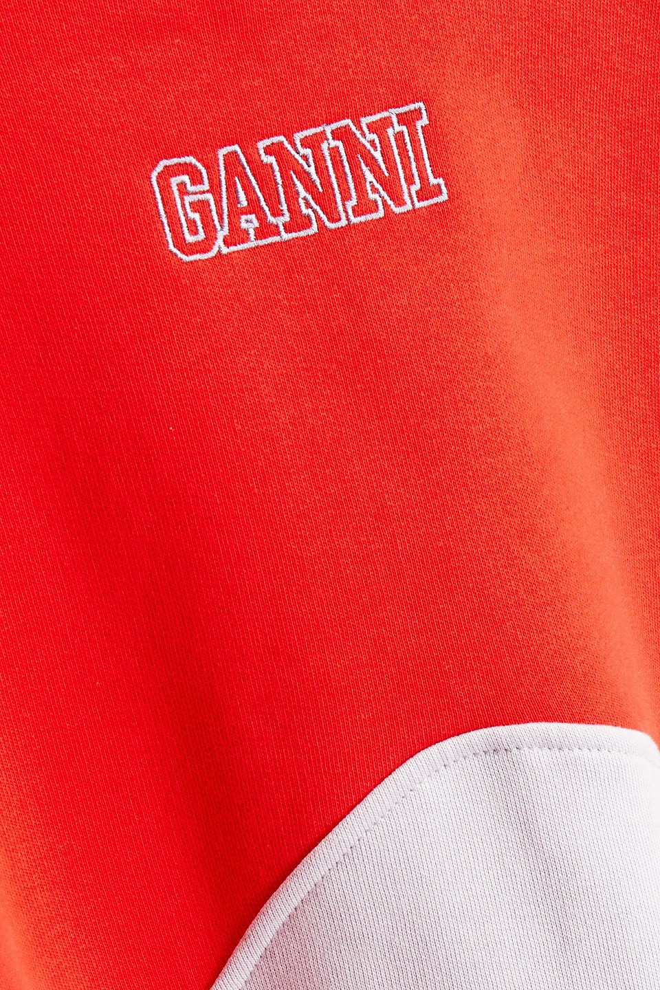 GANNI EMBROIDERED TWO-TONE ORGANIC COTTON-FLEECE SWEATSHIRT