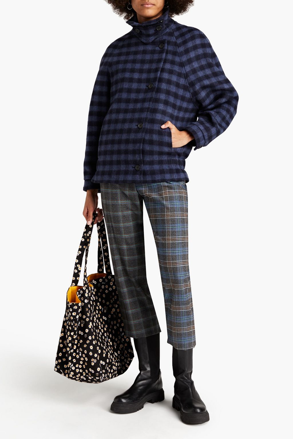 KENZO Checked wool-blend felt jacket