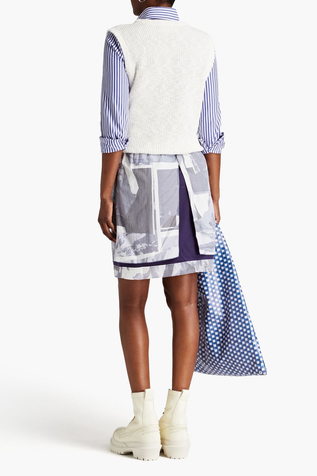 KENZO Layered printed seersucker mini skirt