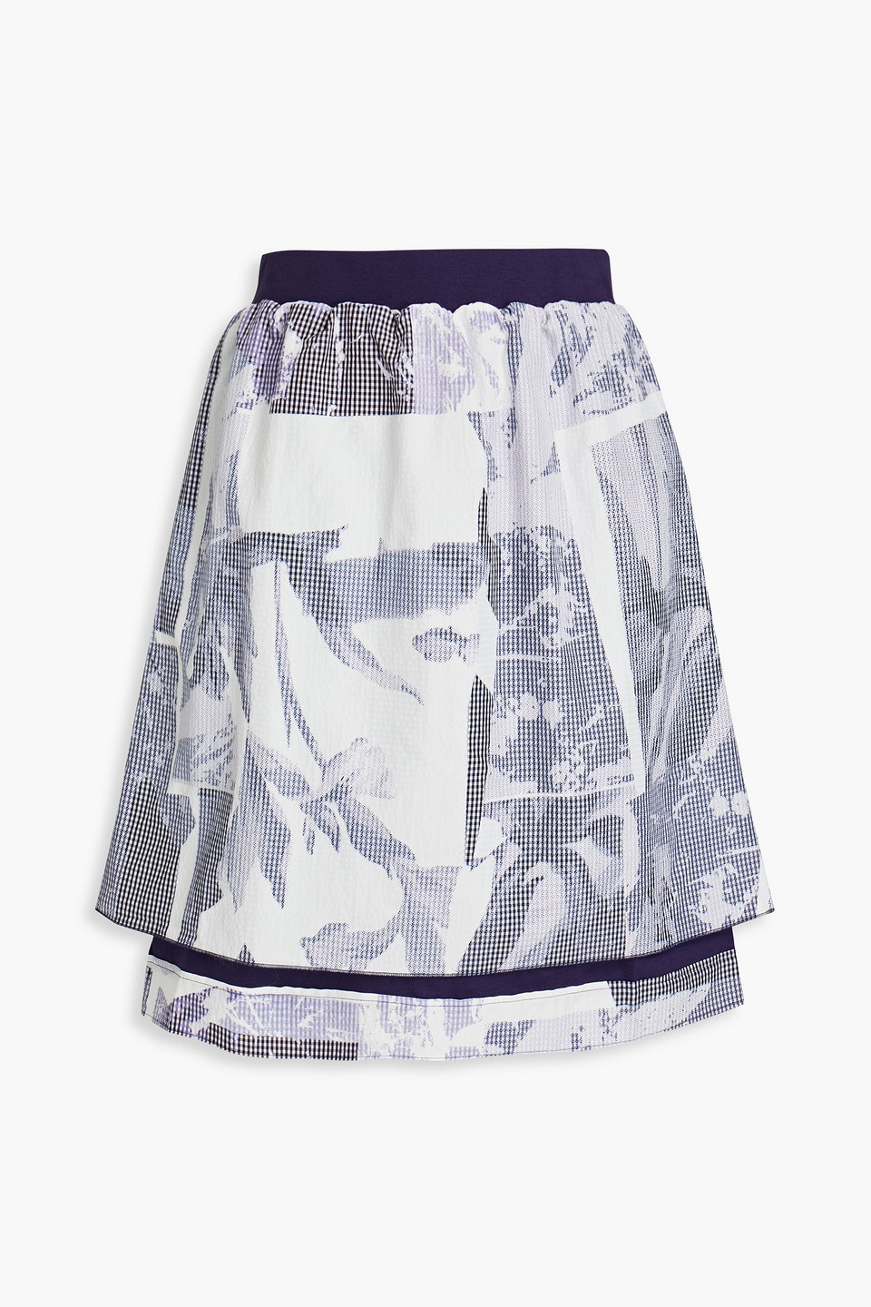 Layered printed seersucker mini skirt