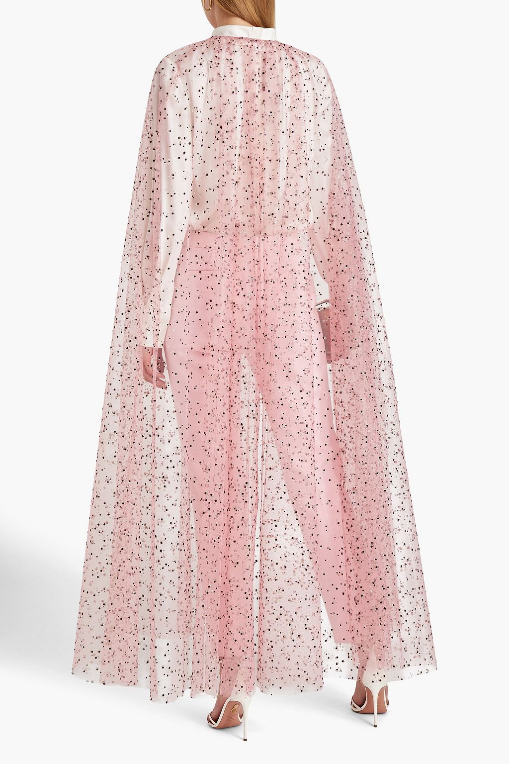 MONIQUE LHUILLIER Flocked glittered tulle cape