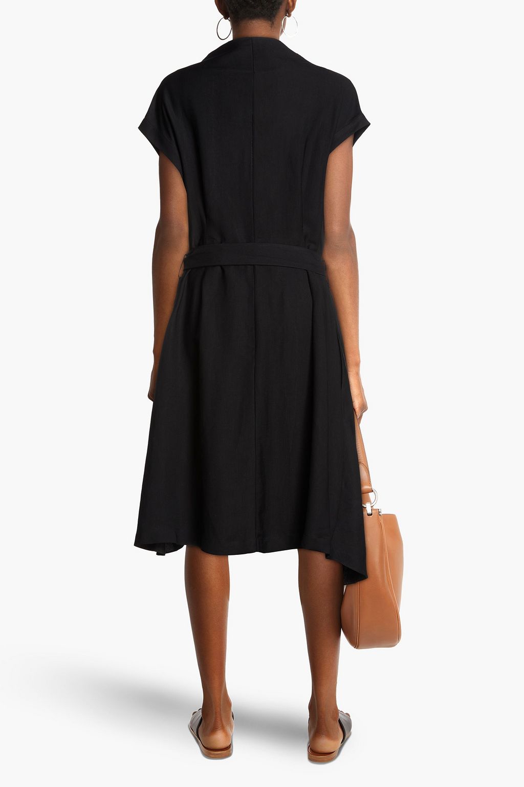 BRUNELLO CUCINELLI Wickelkleid aus Twill mit Falten und Gürtel