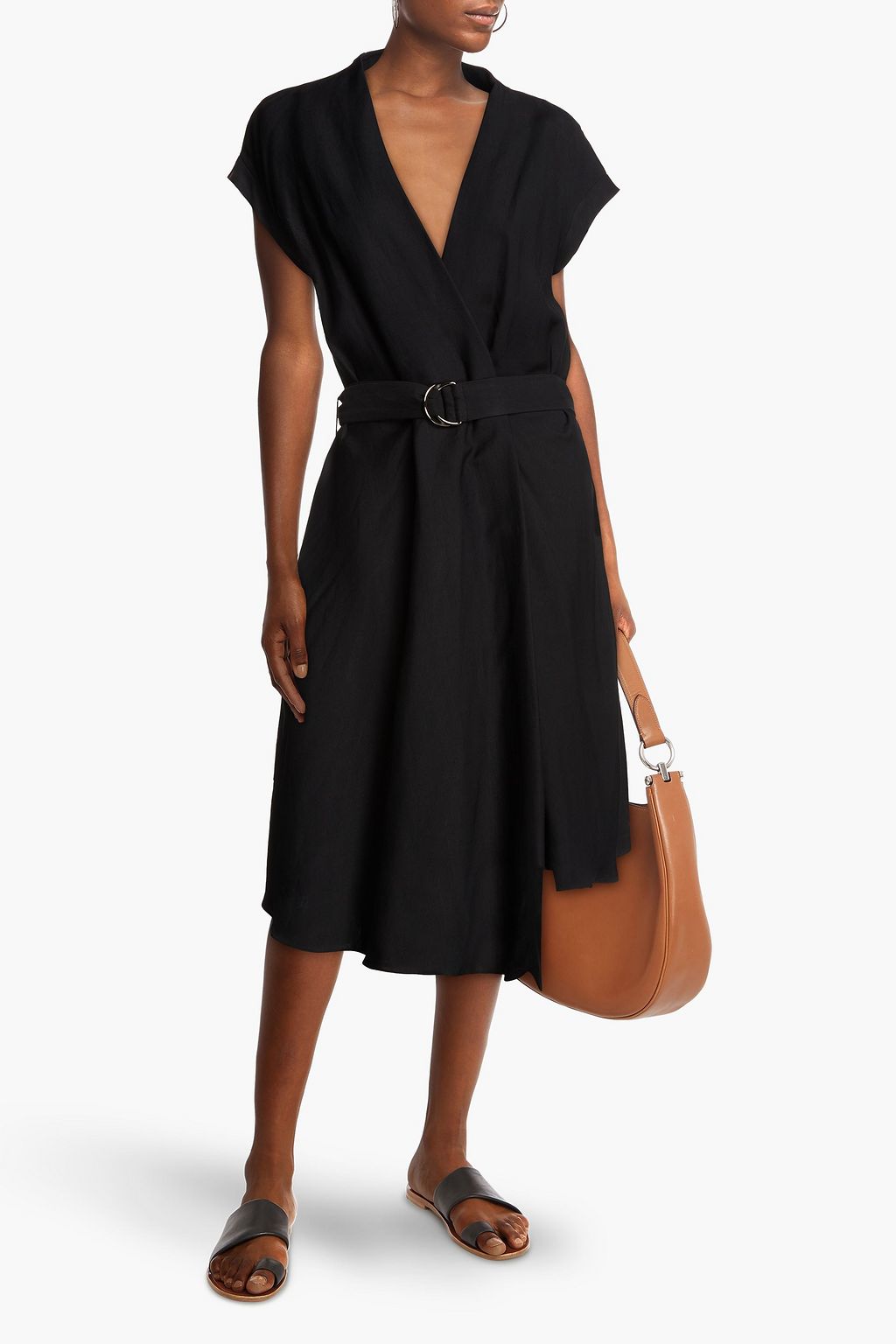 BRUNELLO CUCINELLI Wickelkleid aus Twill mit Falten und Gürtel