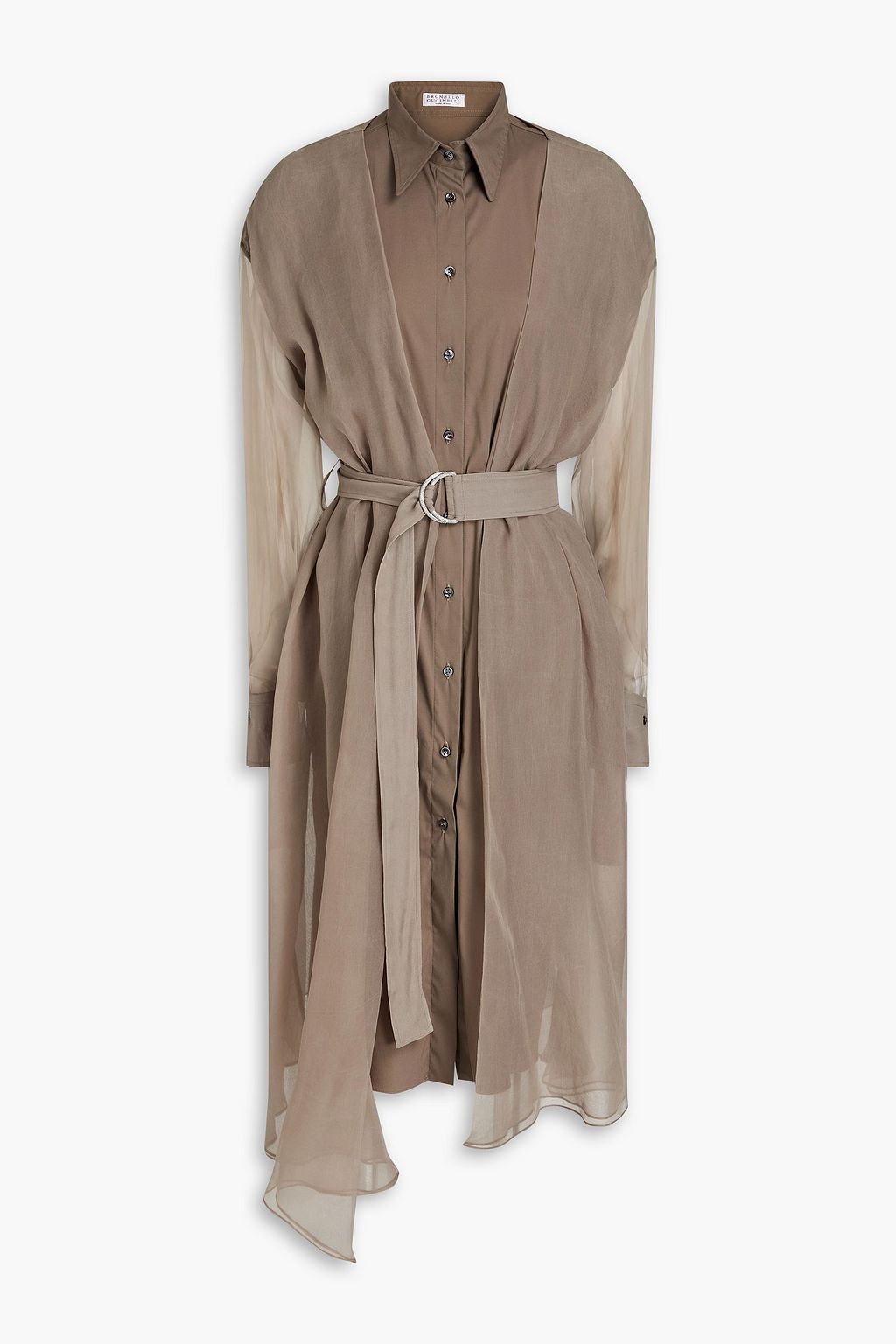 Brunello Cucinelli Belted Tunic Dress Sage Green Silk