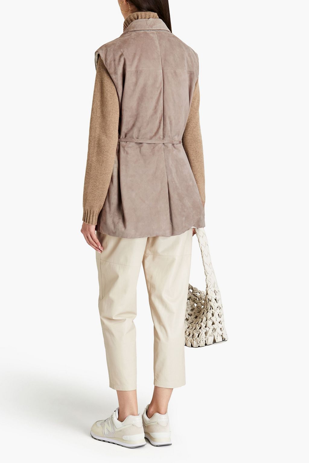 BRUNELLO CUCINELLI Double-breasted padded suede down vest