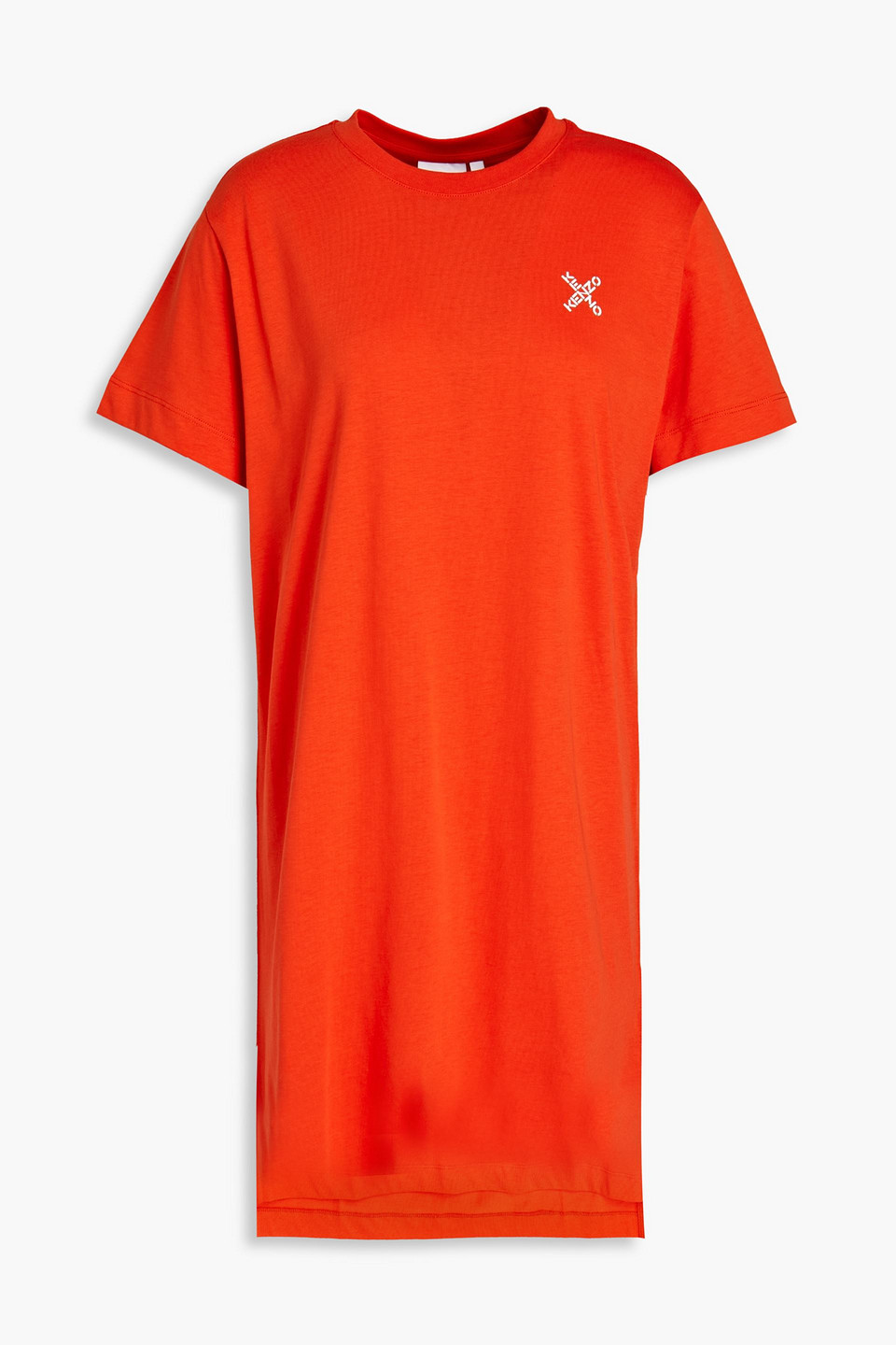 Kenzo Logo-print Cotton-jersey Mini Dress In Bright Orange