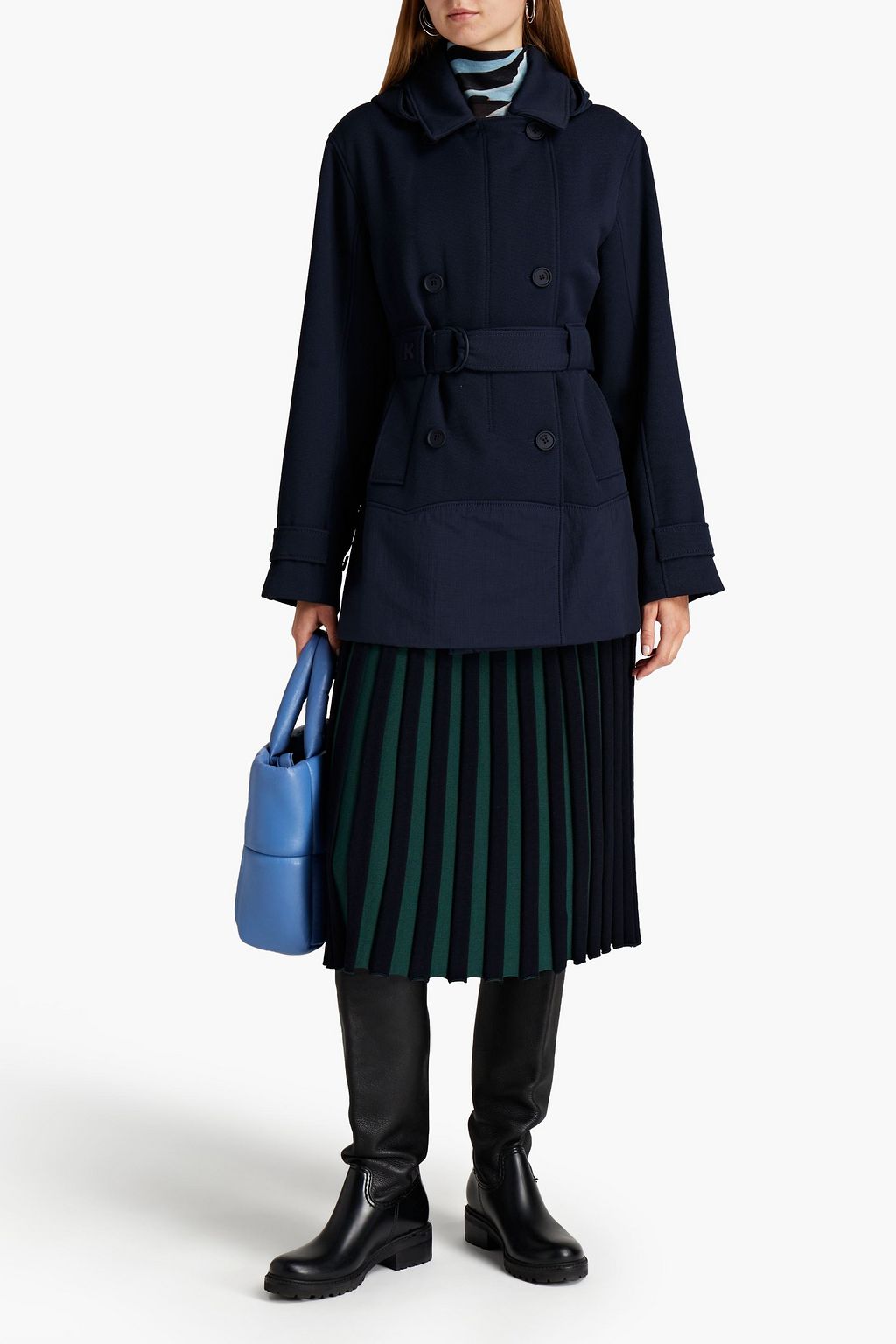 KENZO Shell-trimmed wool-blend twill hooded coat