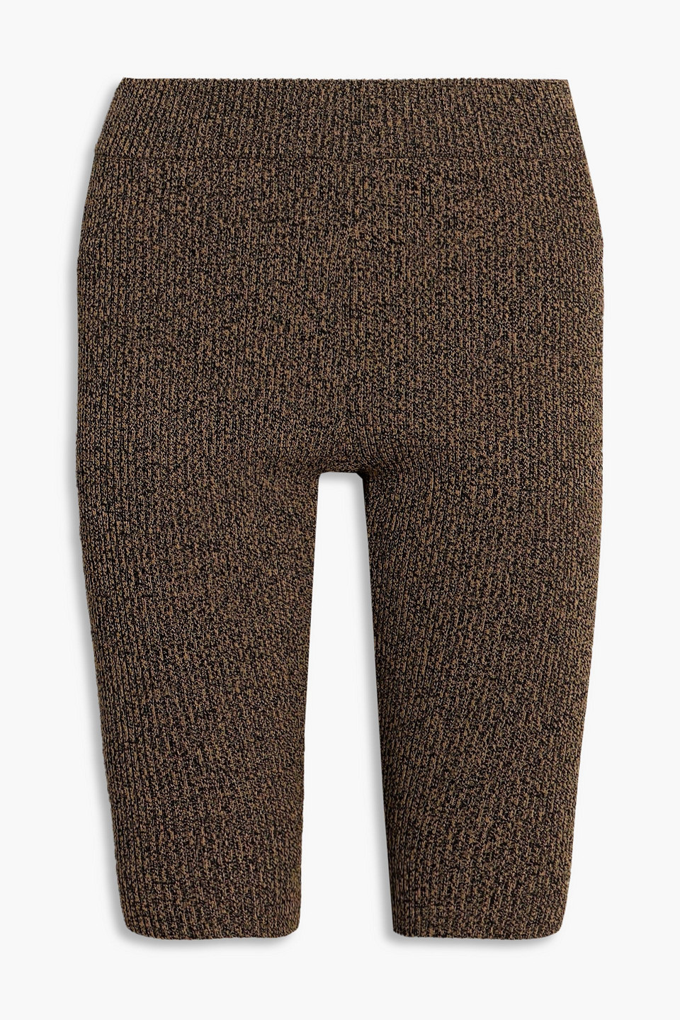 ganni - mélange ribbed-knit shorts - brown - l