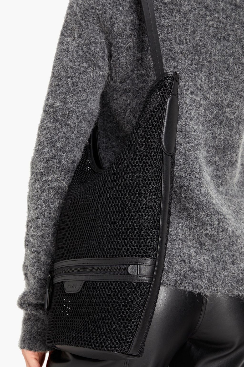 KENZO Leather-trimmed mesh bucket bag