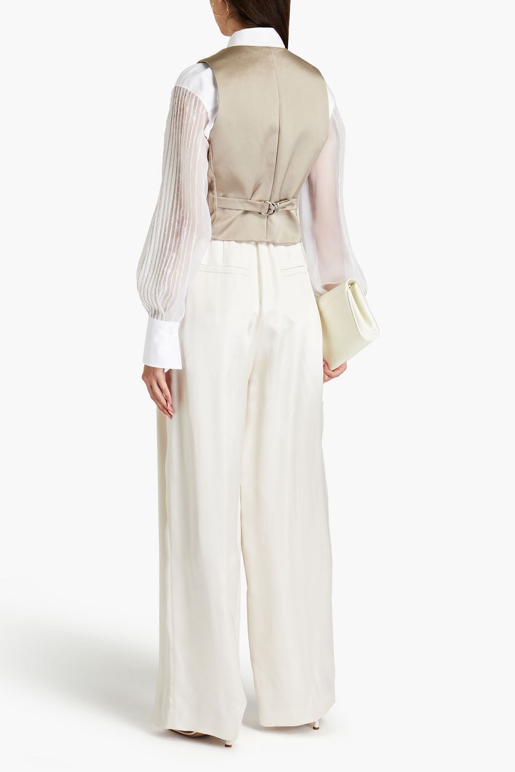 BRUNELLO CUCINELLI Satin-paneled embellished suede vest