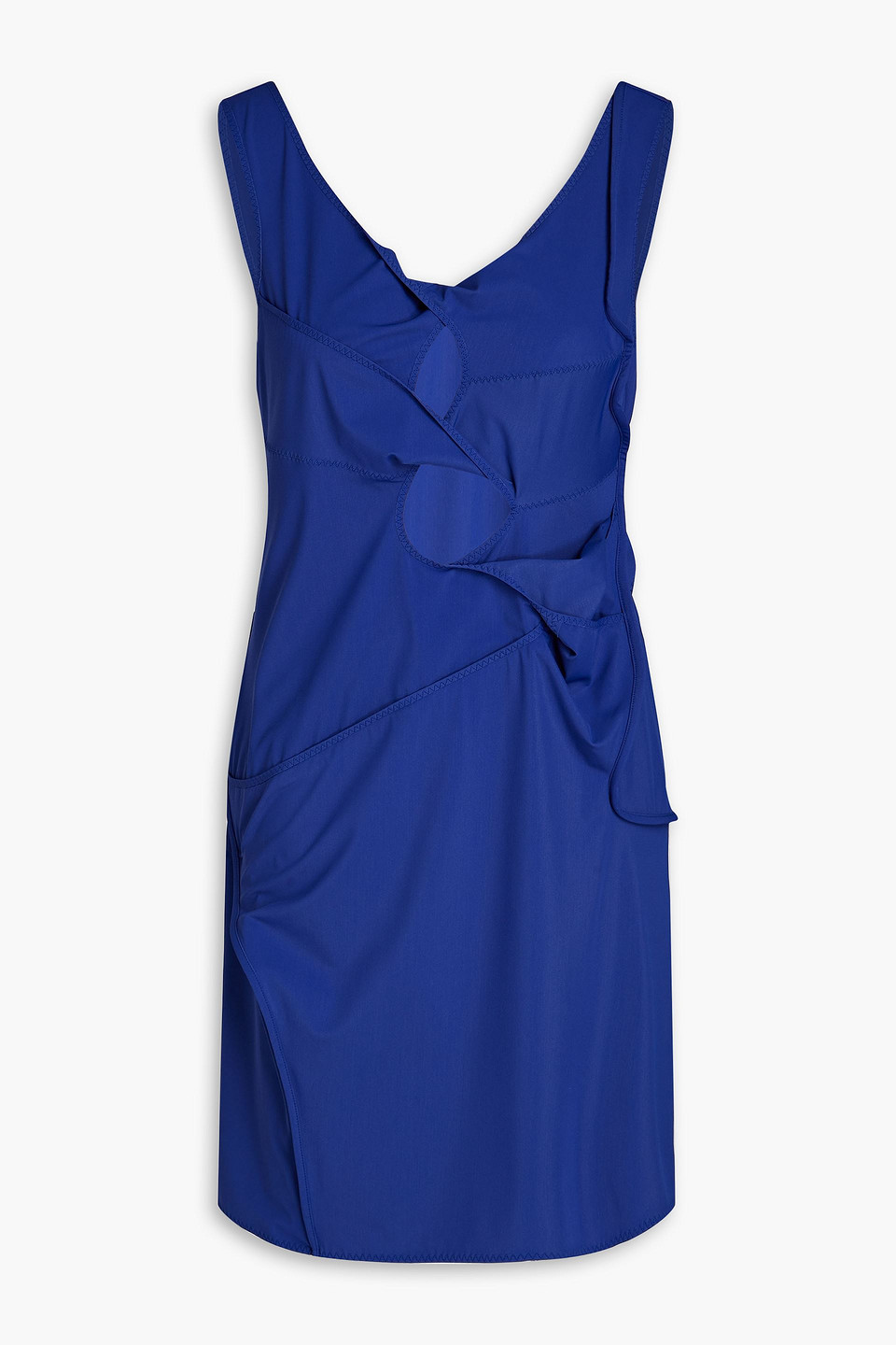 Cutout gathered stretch-jersey mini dress