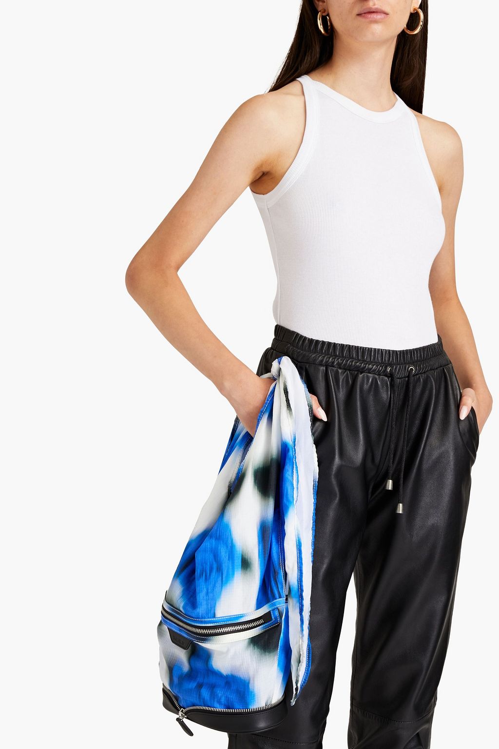 KENZO Leather-trimmed printed ripstop shoulder bag