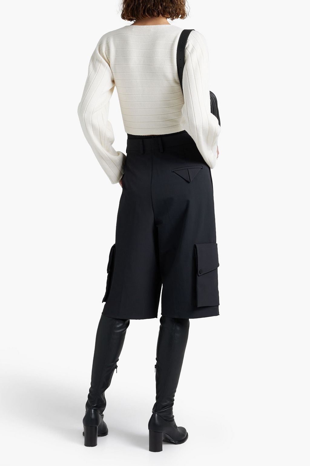 DION LEE 브레이드 리브 울 혼방 크롭 스웨터