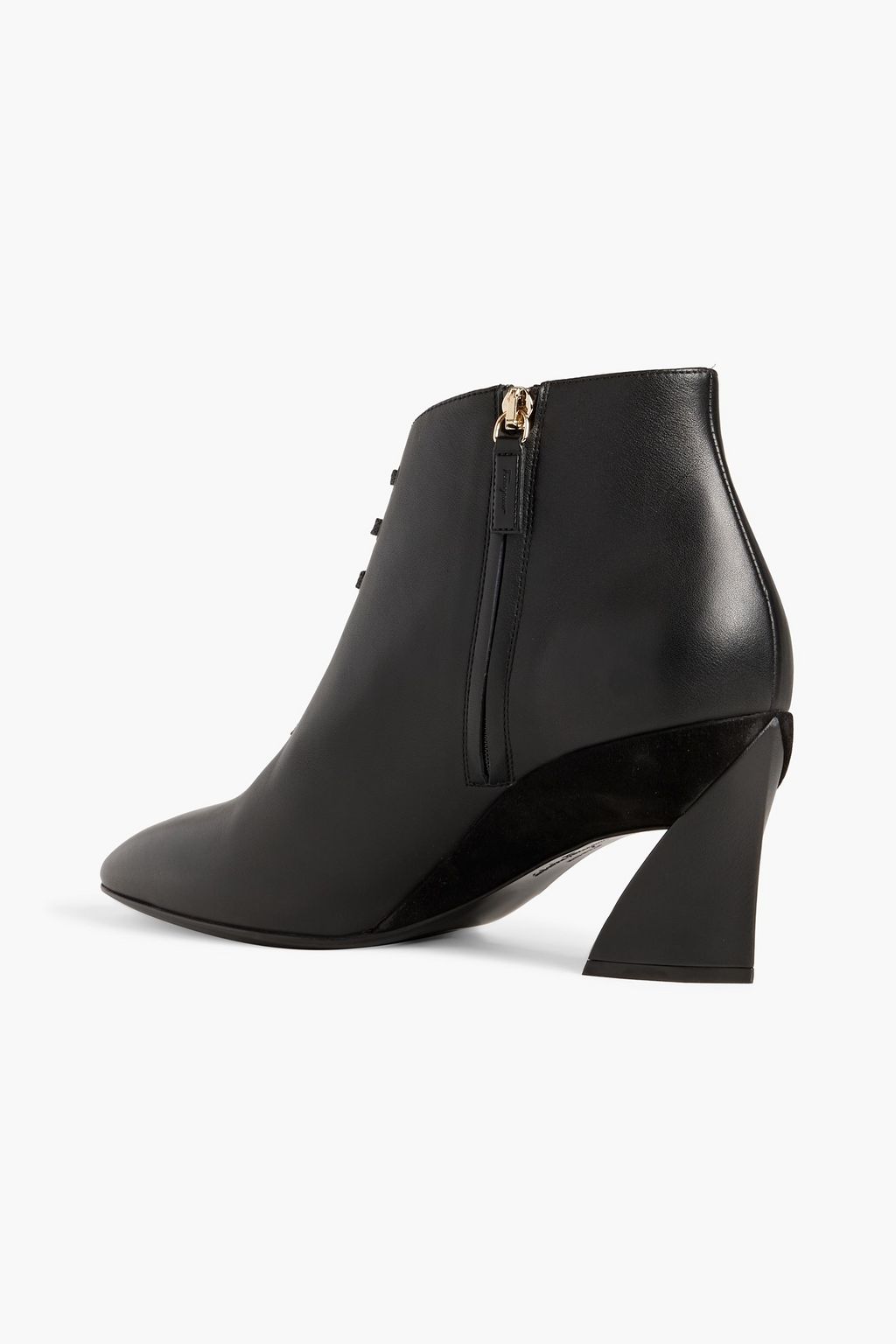 FERRAGAMO Antila suede-trimmed leather ankle boots