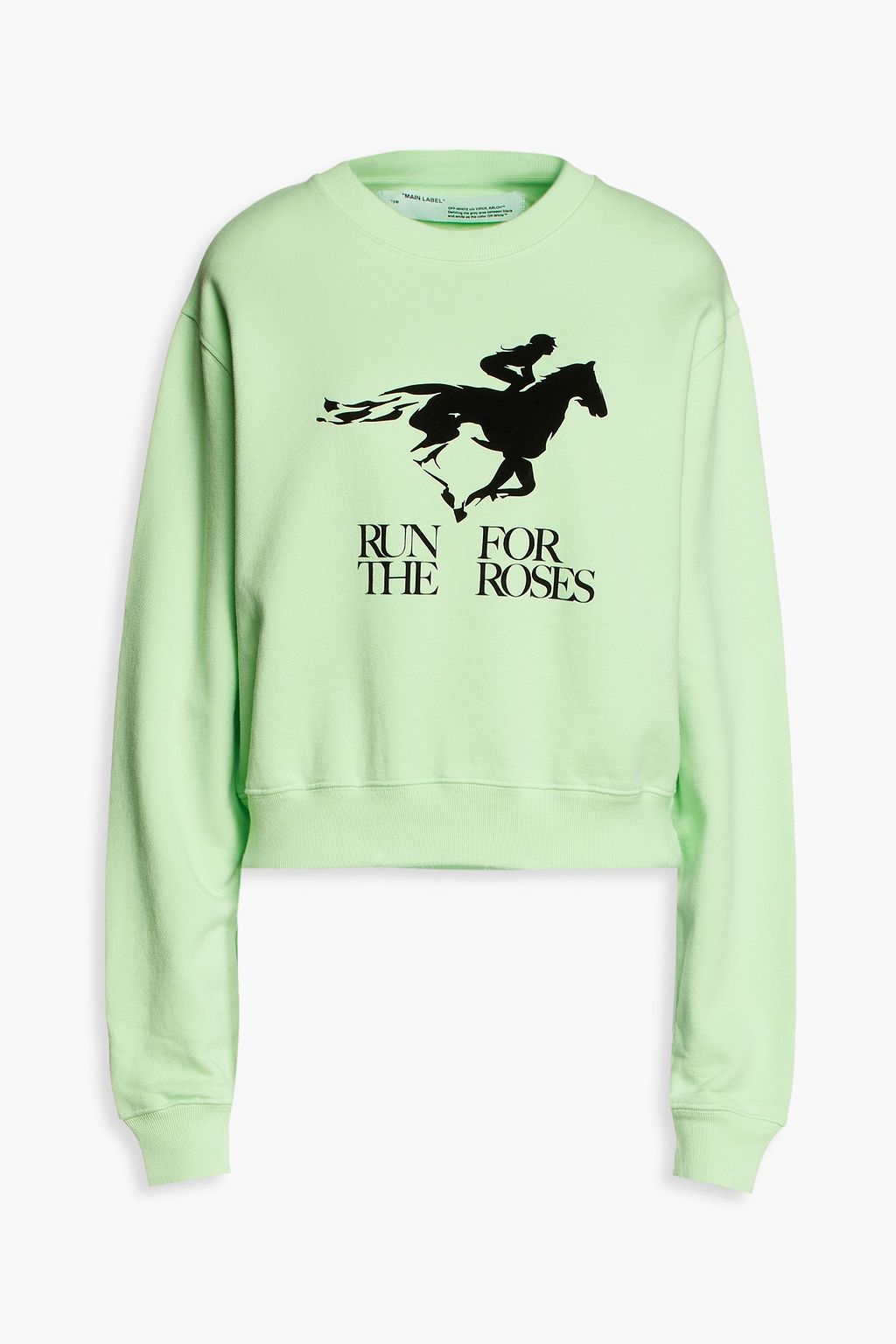 Bright green Flocked printed cotton 
