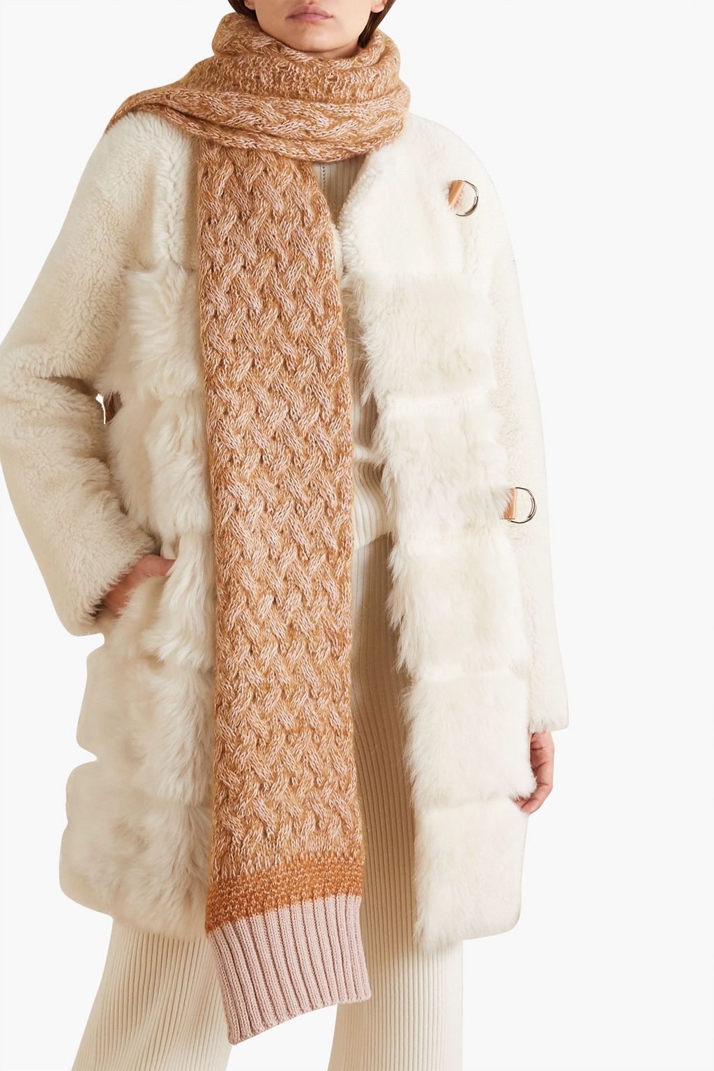 CHLOÉ ケーブルニット メランジウール混 スカーフ
