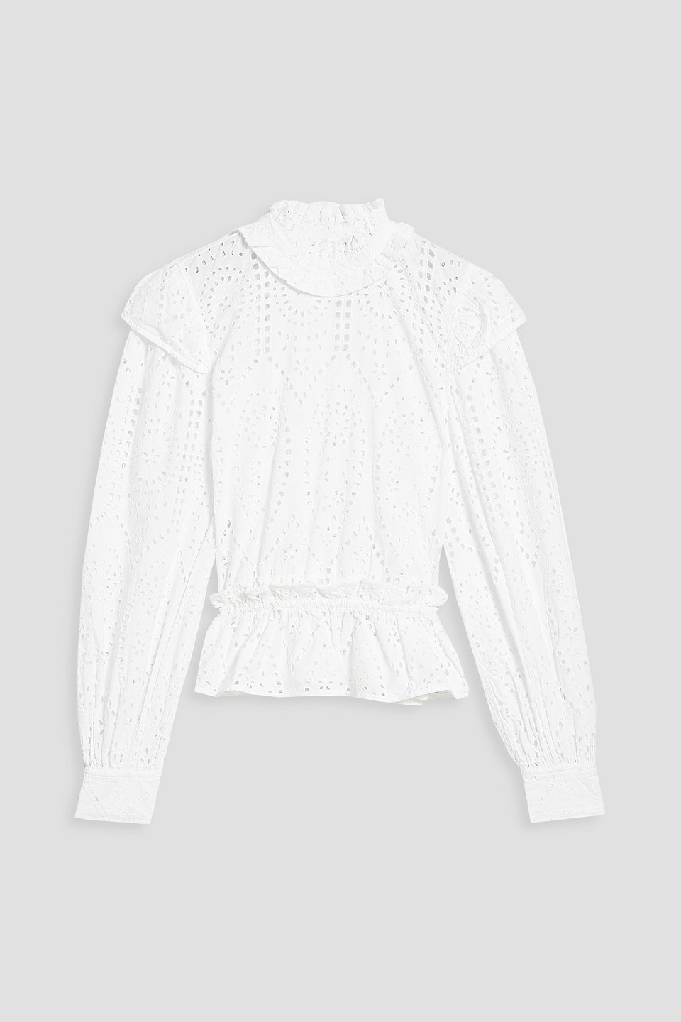 Ruffled organic broderie anglaise cotton blouse