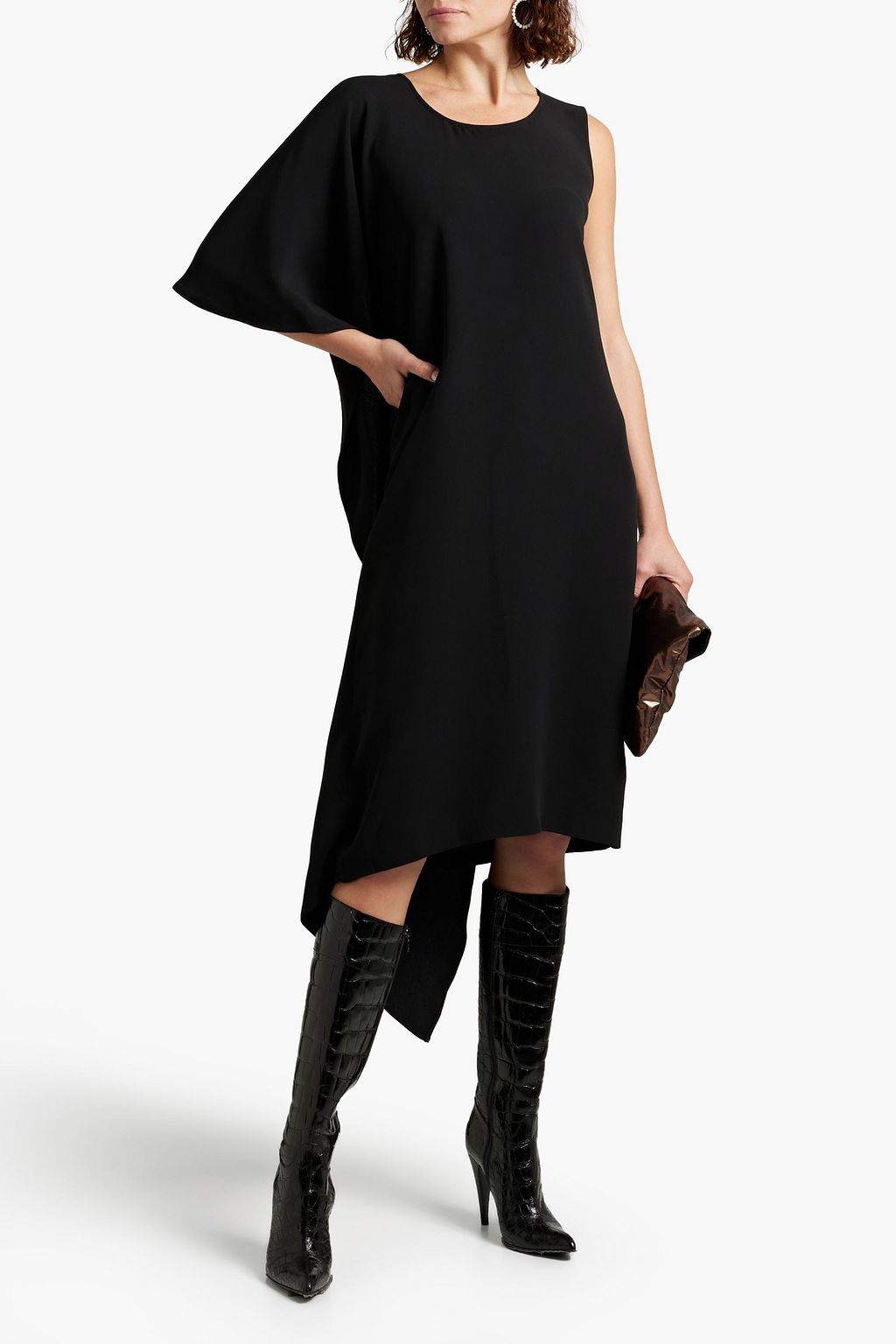 FERRAGAMO Asymmetric silk-crepe dress