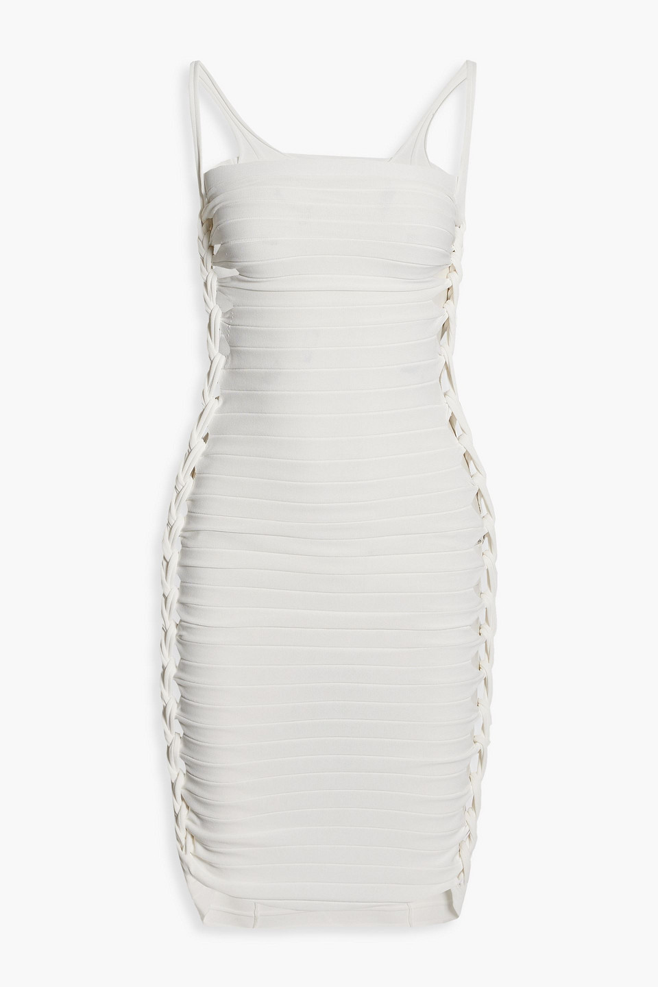 dion lee - braided ribbed-knit mini dress - white - uk/au 6