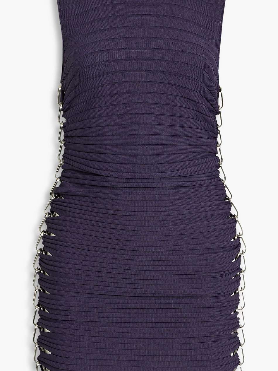 braided ribbed-knit mini dress