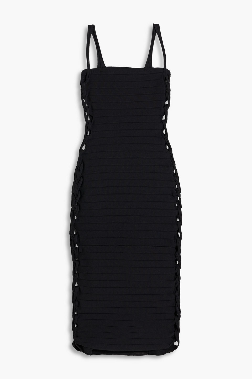 Braided ribbed-knit dress