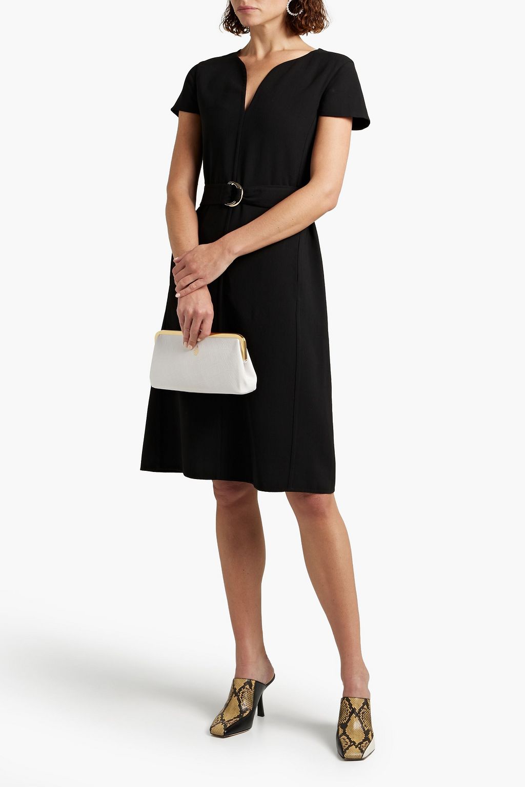 FERRAGAMO Belted wool-crepe dress