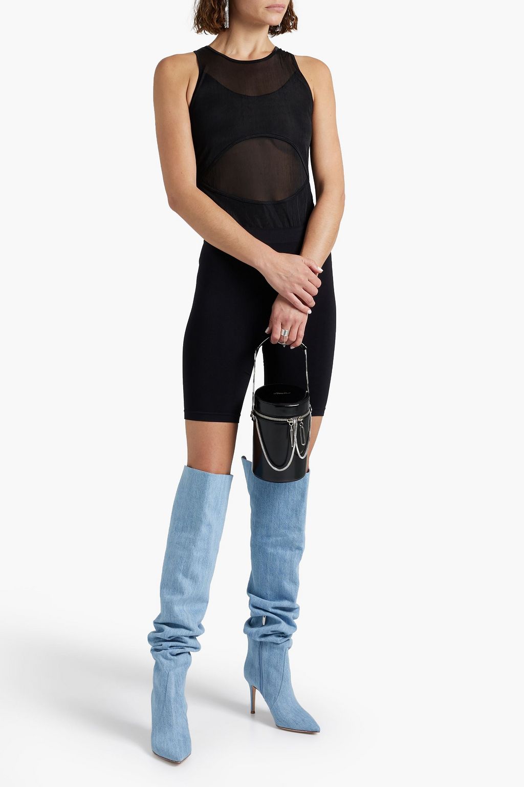 DION LEE 레이어드 메쉬 바디수트