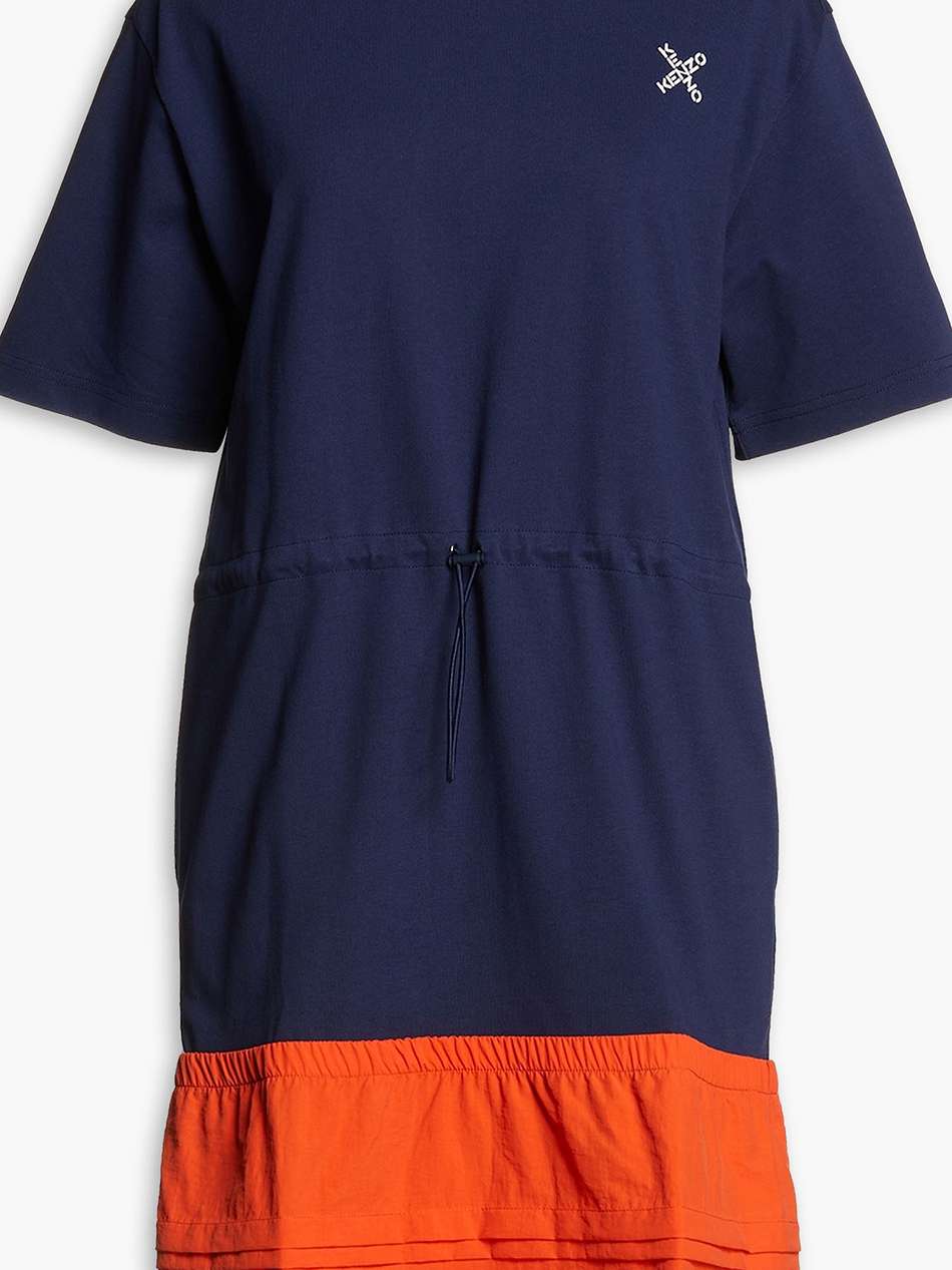 shell-paneled printed cotton-jersey mini dress