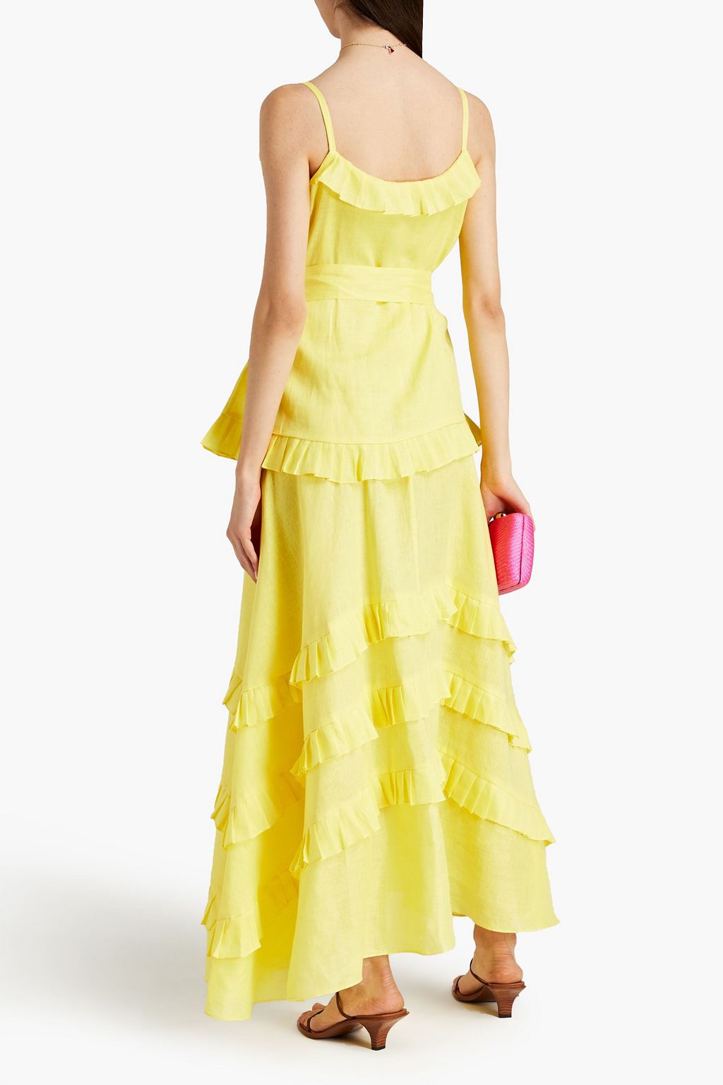 BAMBAH Ruffle-trimmed linen-canvas maxi dress