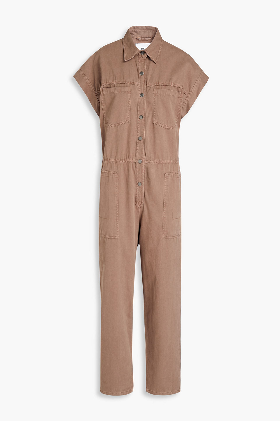 Pistola Denim Cropped Cotton-twill Jumpsuit In Brown