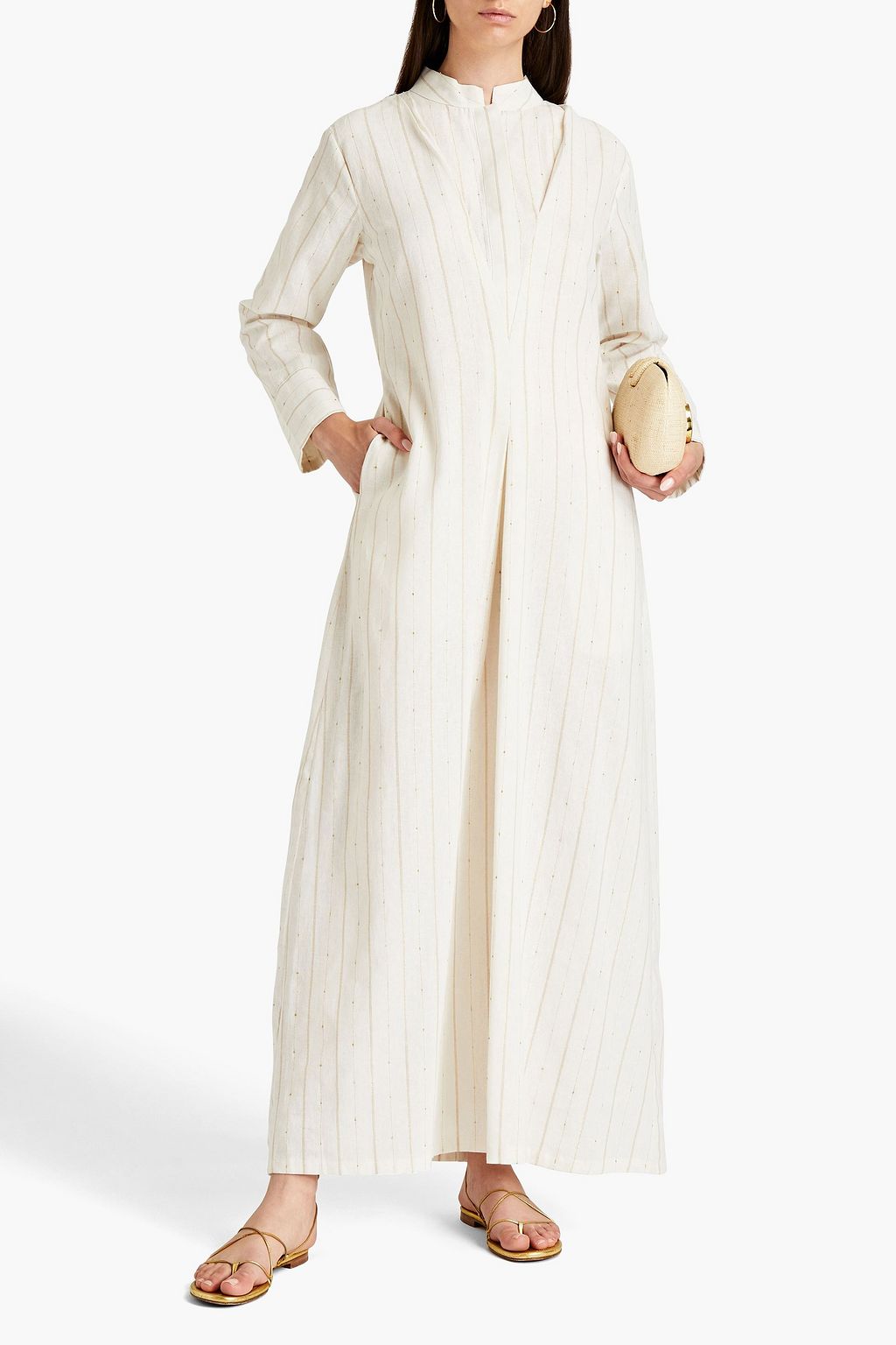 BAMBAH Metallic striped cotton-blend kaftan