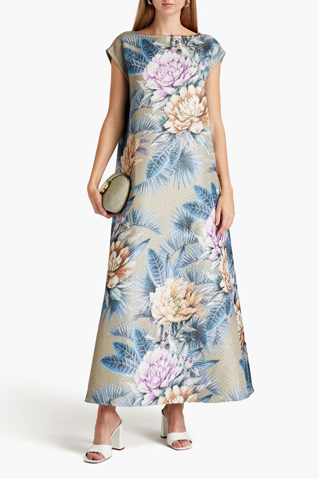 BAMBAH Floral-print metallic brocade kaftan
