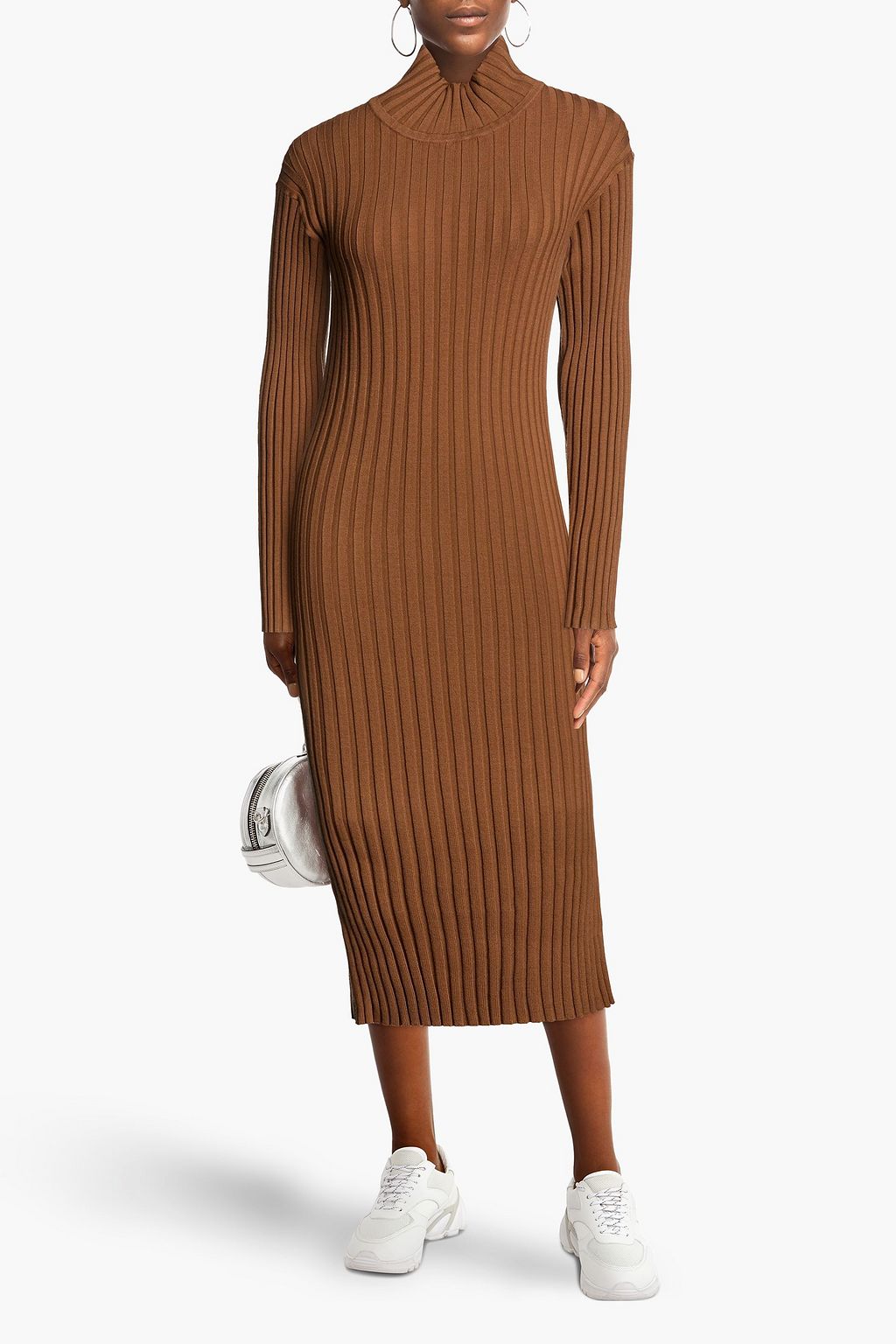 KENZO Ribbed wool-blend turtleneck midi dress