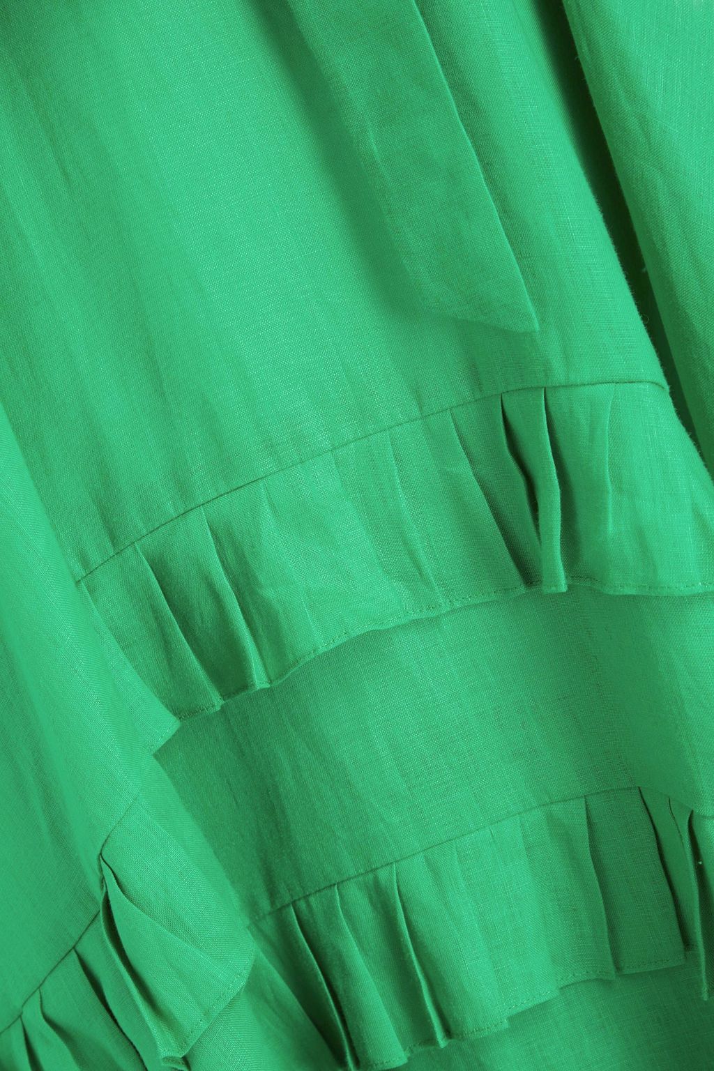 Green Belted ruffletrimmed linencanvas maxi dress BAMBAH THE
