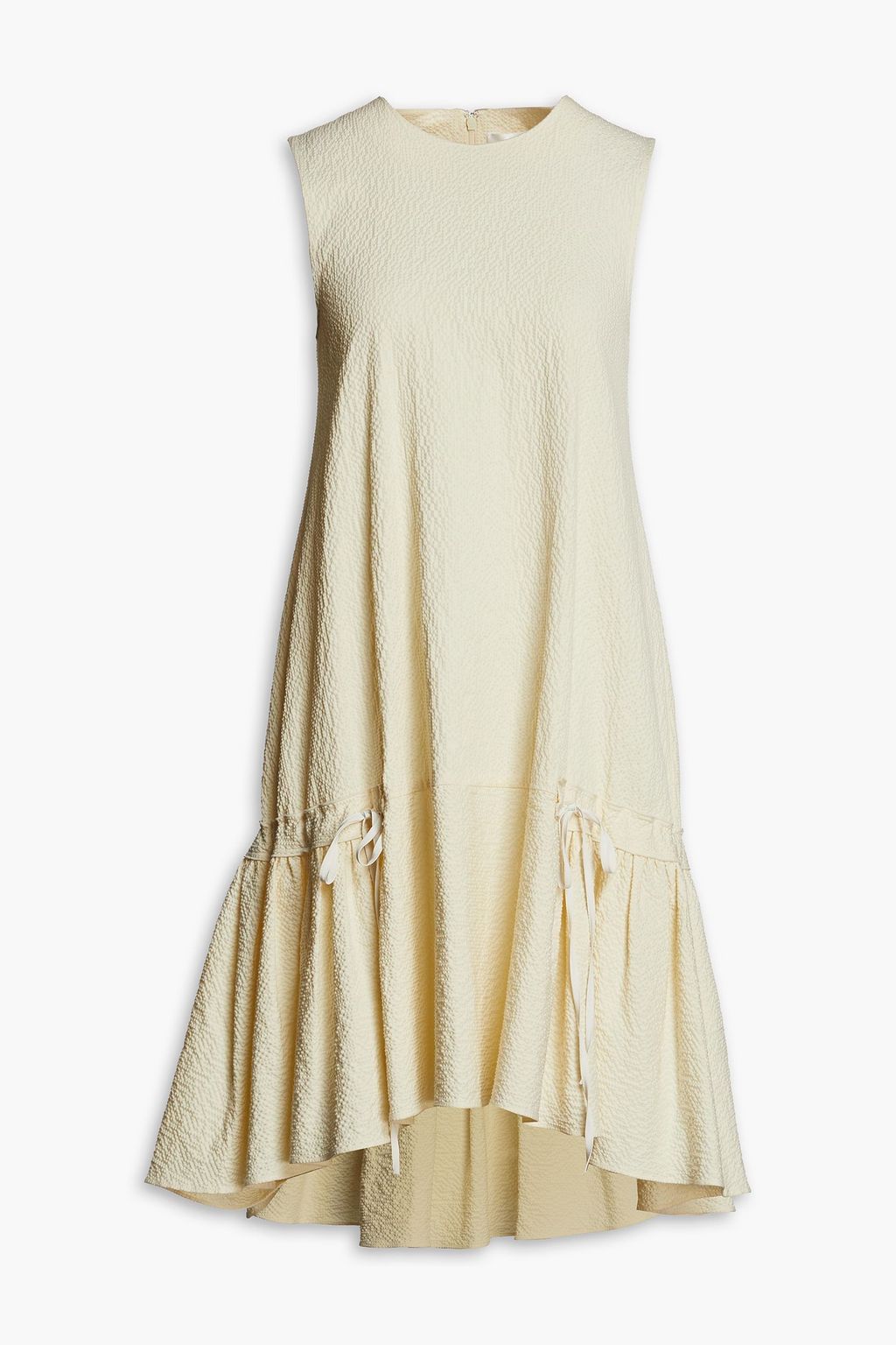 Tiered cotton blend cloque mini dress cream One Size