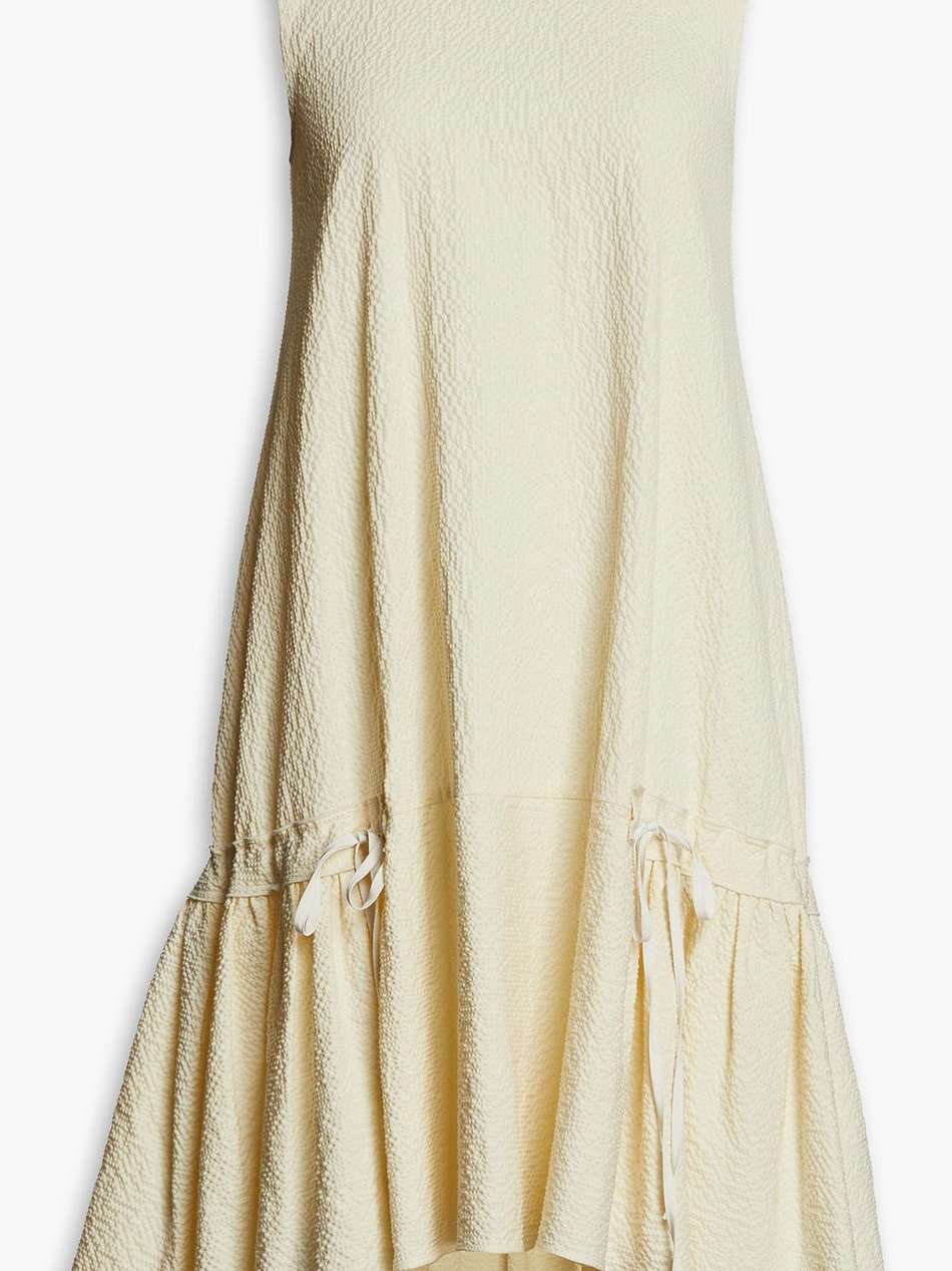 tiered cotton-blend cloqué mini dress