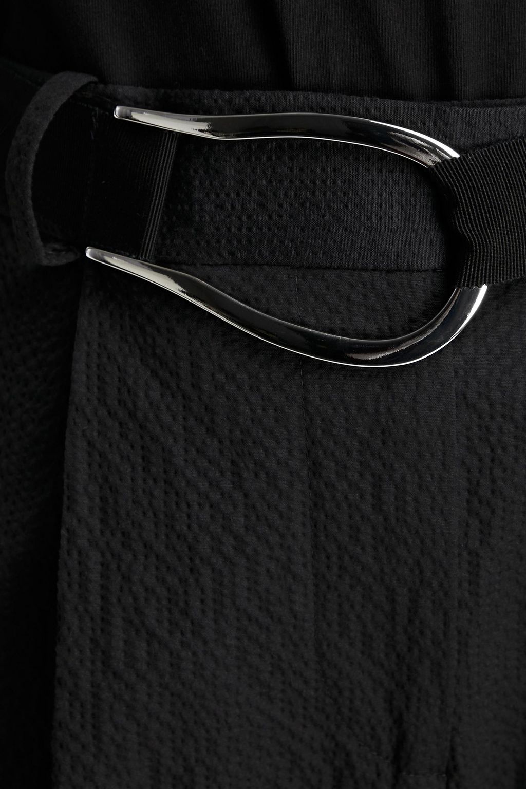 VICTORIA, VICTORIA BECKHAM Belted hammered cotton-blend straight-leg pants